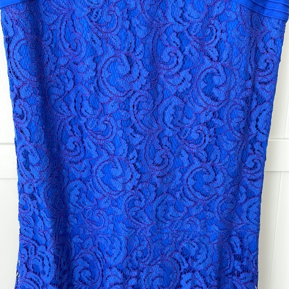 Tadashi Shoji Full Length Women’s Blue Lace Vintage Dress - Size 12 - Picture 4 of 16